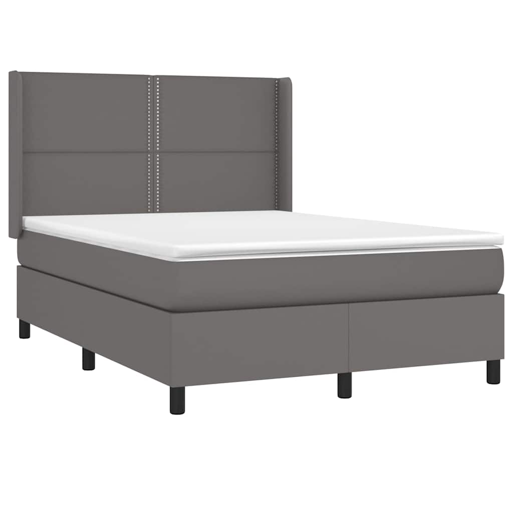 kontinentalseng med madras 140x190 cm kunstlæder grå