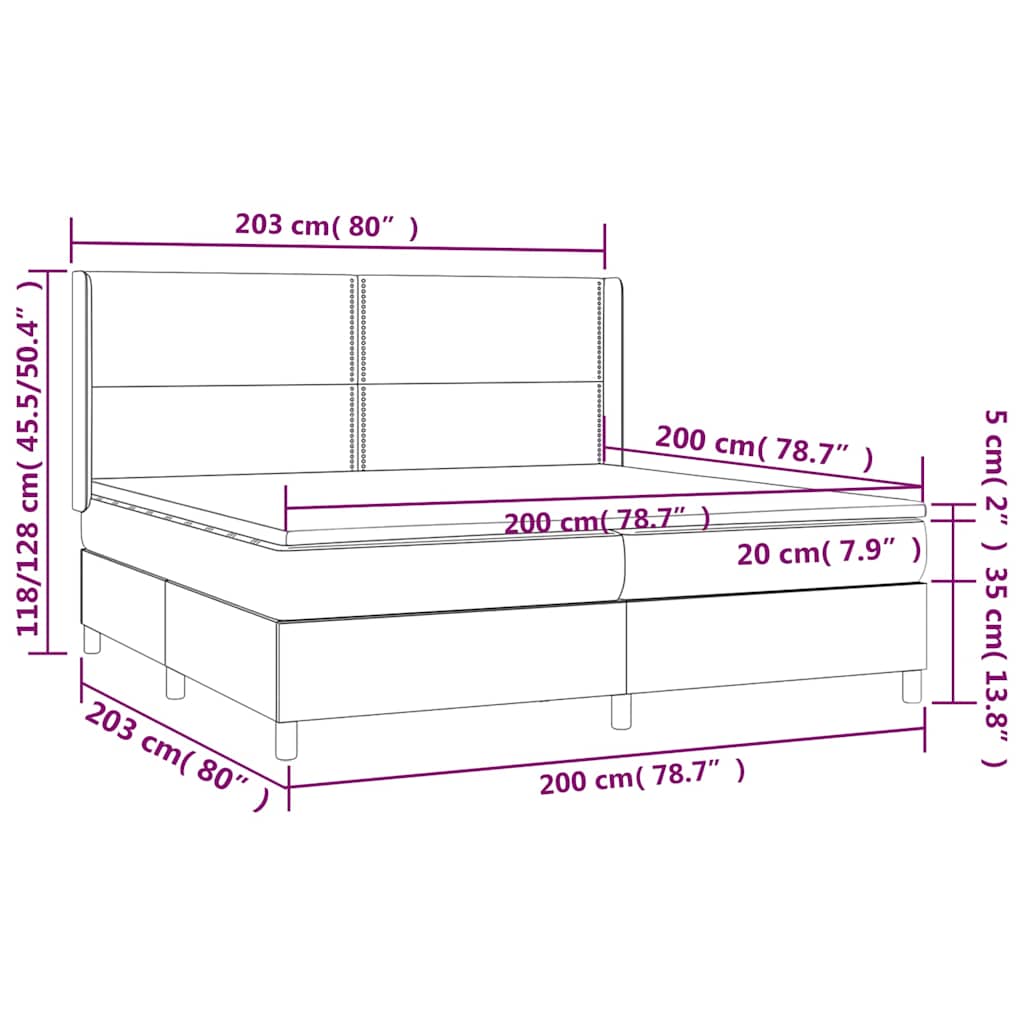 kontinentalseng med madras 200x200 cm kunstlæder grå