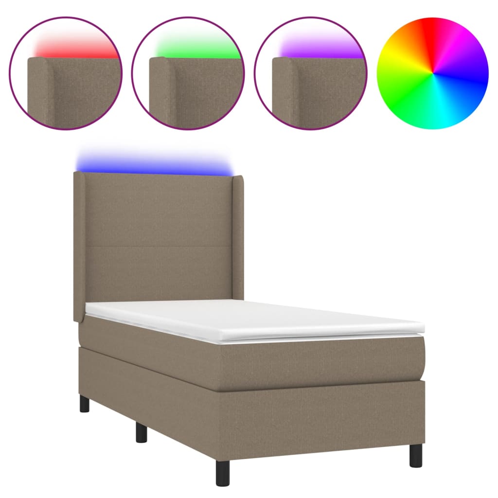 LED Box Spring Bed med hovedgærde Stof