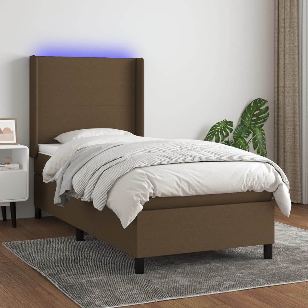 LED Box Spring Bed med hovedgærde Stof