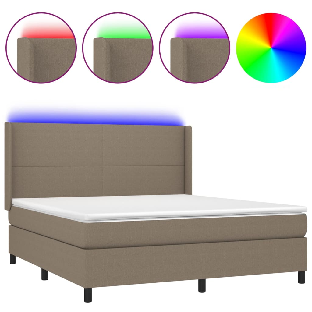 LED Box Spring Bed med hovedgærde Stof