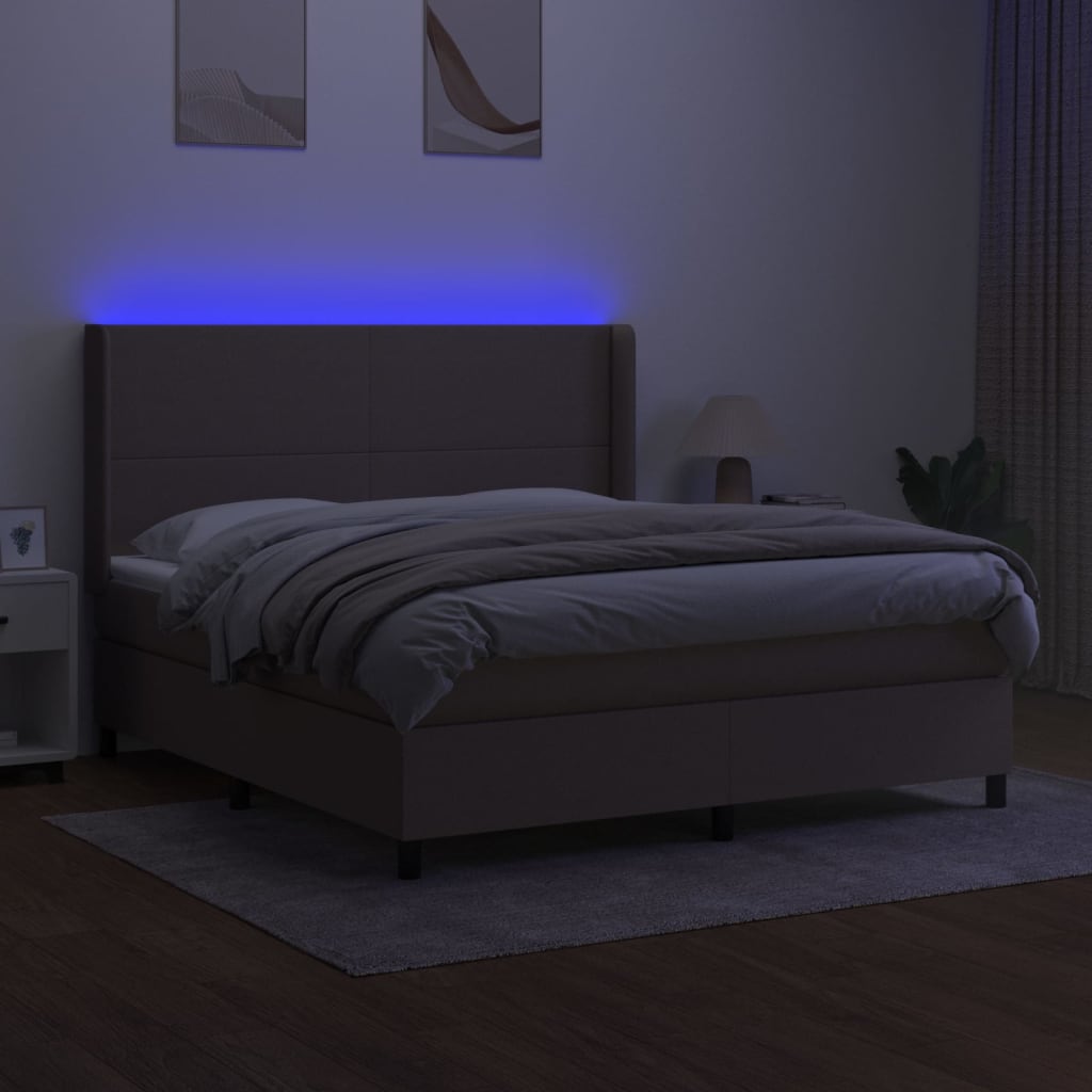 LED Box Spring Bed med hovedgærde Stof