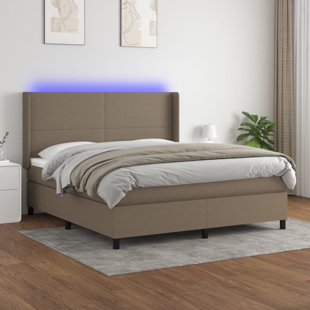 LED Box Spring Bed med hovedgærde Stof