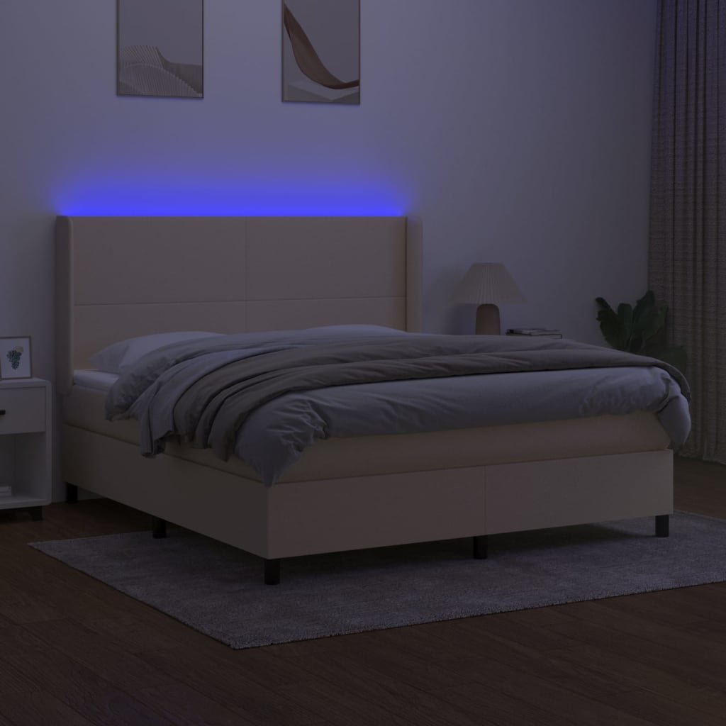 LED Box Spring Bed med hovedgærde Stof