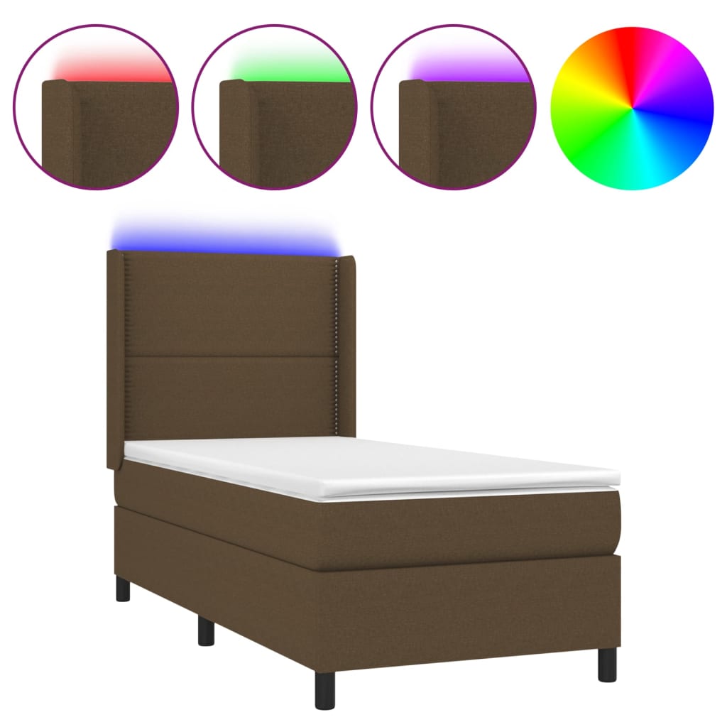 LED Box Spring Bed med hovedgærde Stof