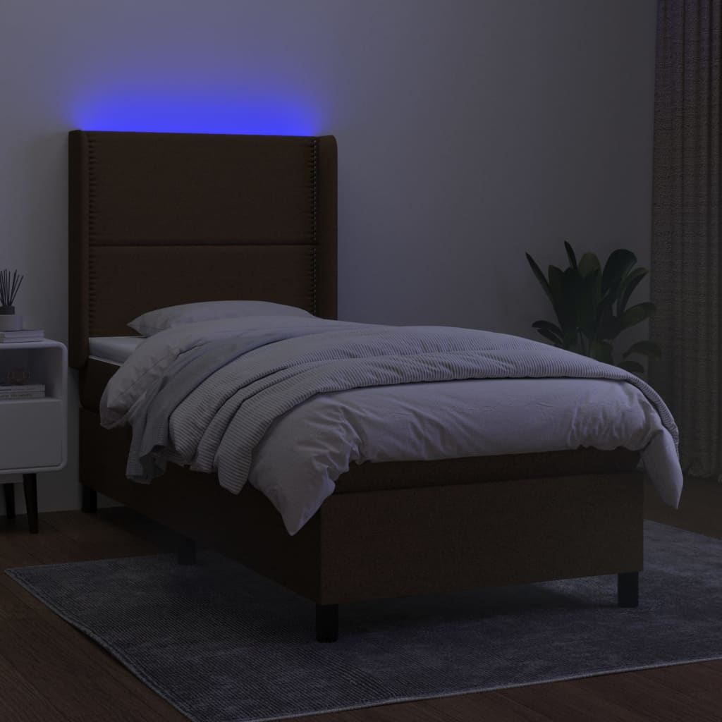 LED Box Spring Bed med hovedgærde Stof