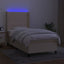 kontinentalseng med LED-lys 90x190 cm stof cremefarvet