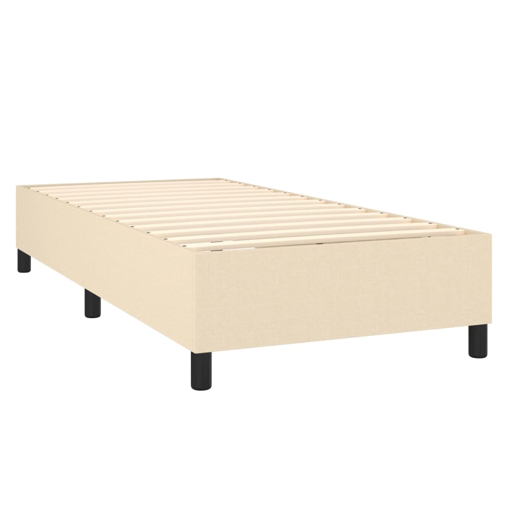 kontinentalseng med LED-lys 90x190 cm stof cremefarvet