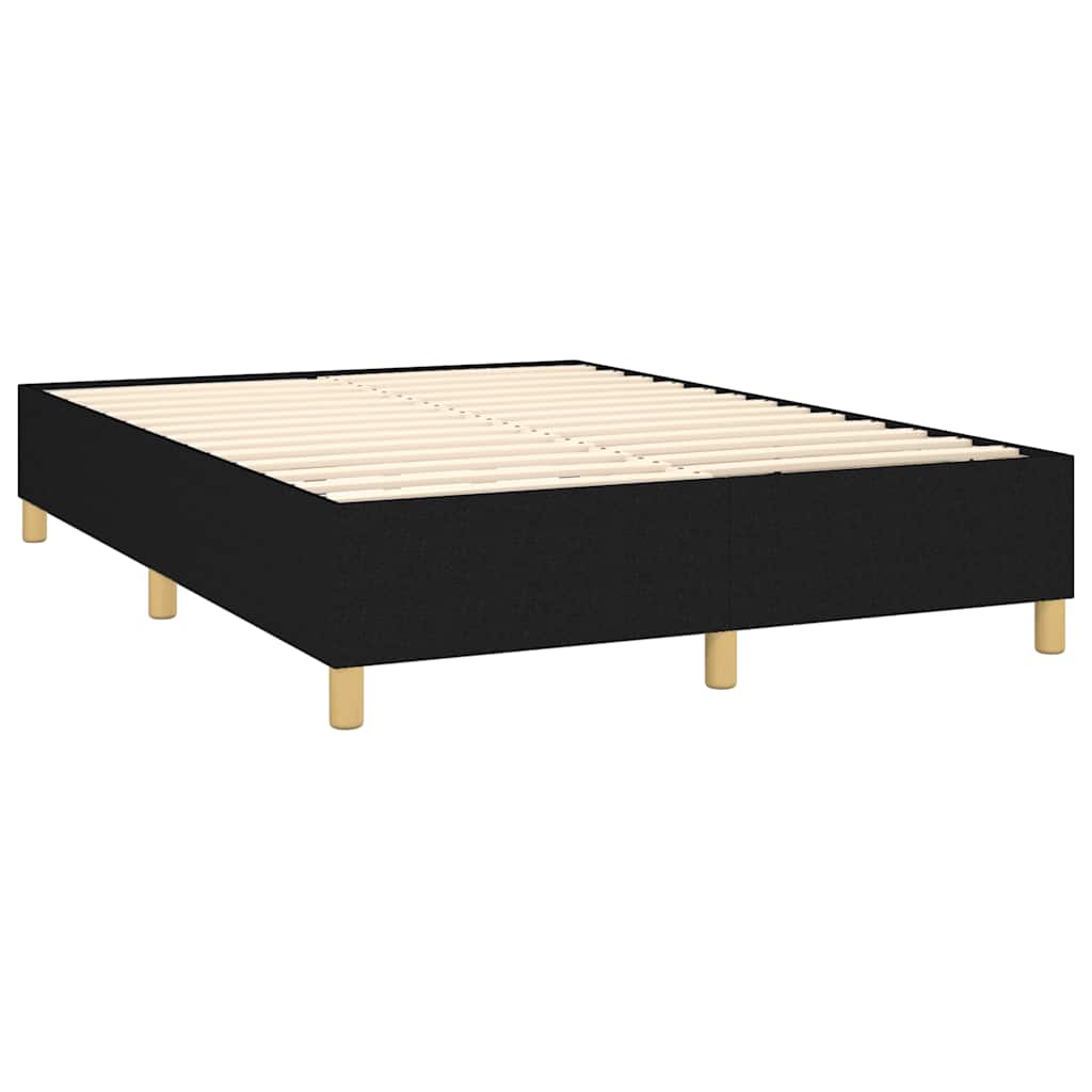 kontinentalseng med LED-lys 140x190 cm stof sort
