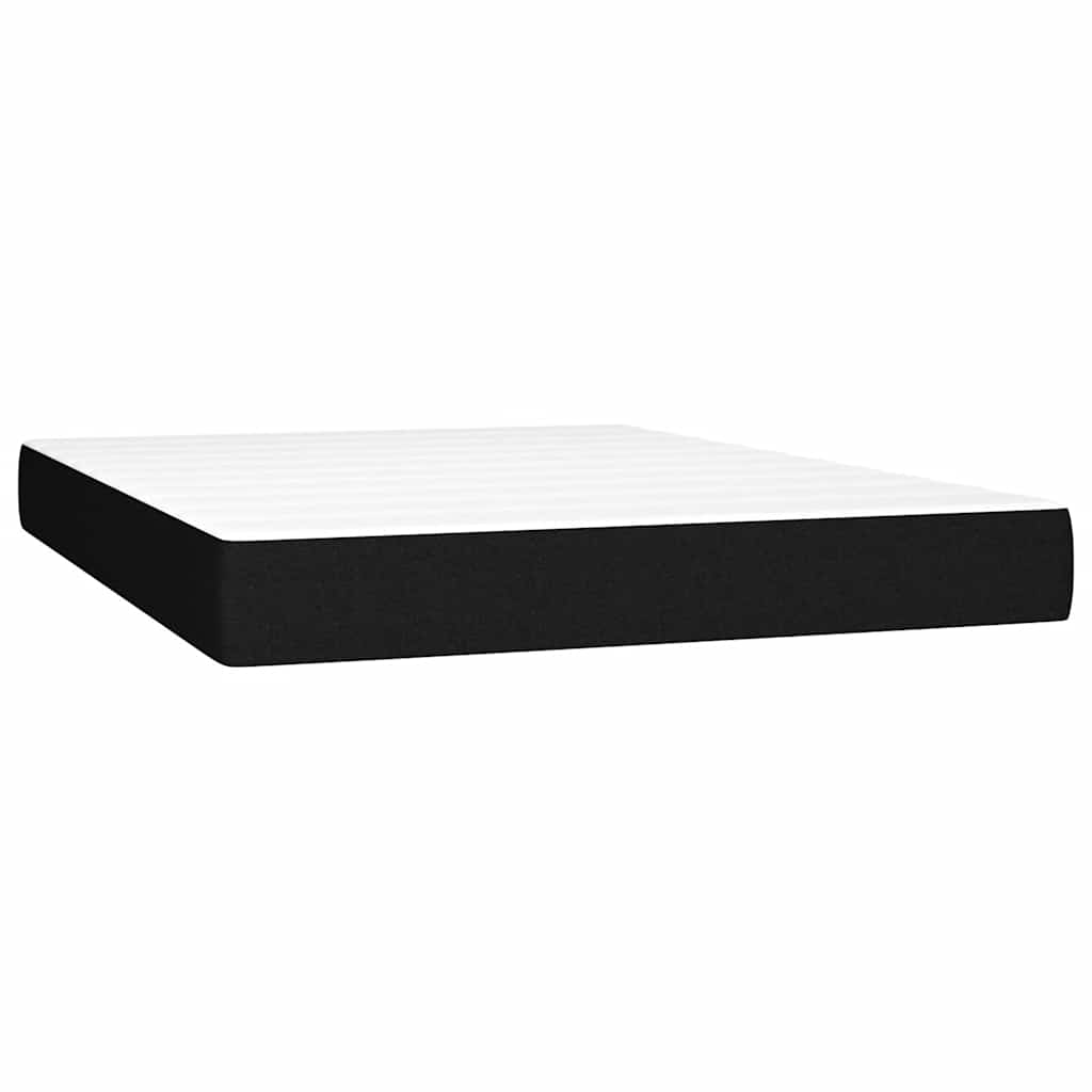 kontinentalseng med LED-lys 140x190 cm stof sort