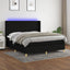 kontinentalseng med LED-lys 160x200 cm stof sort