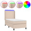 kontinentalseng LED-lys 90x190 cm kunstlæder cappuccinofarvet