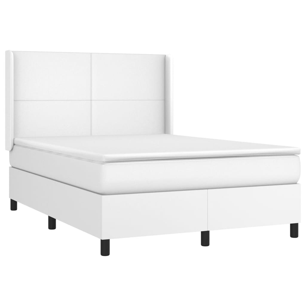 kontinentalseng med LED-lys 140x190 cm kunstlæder hvid