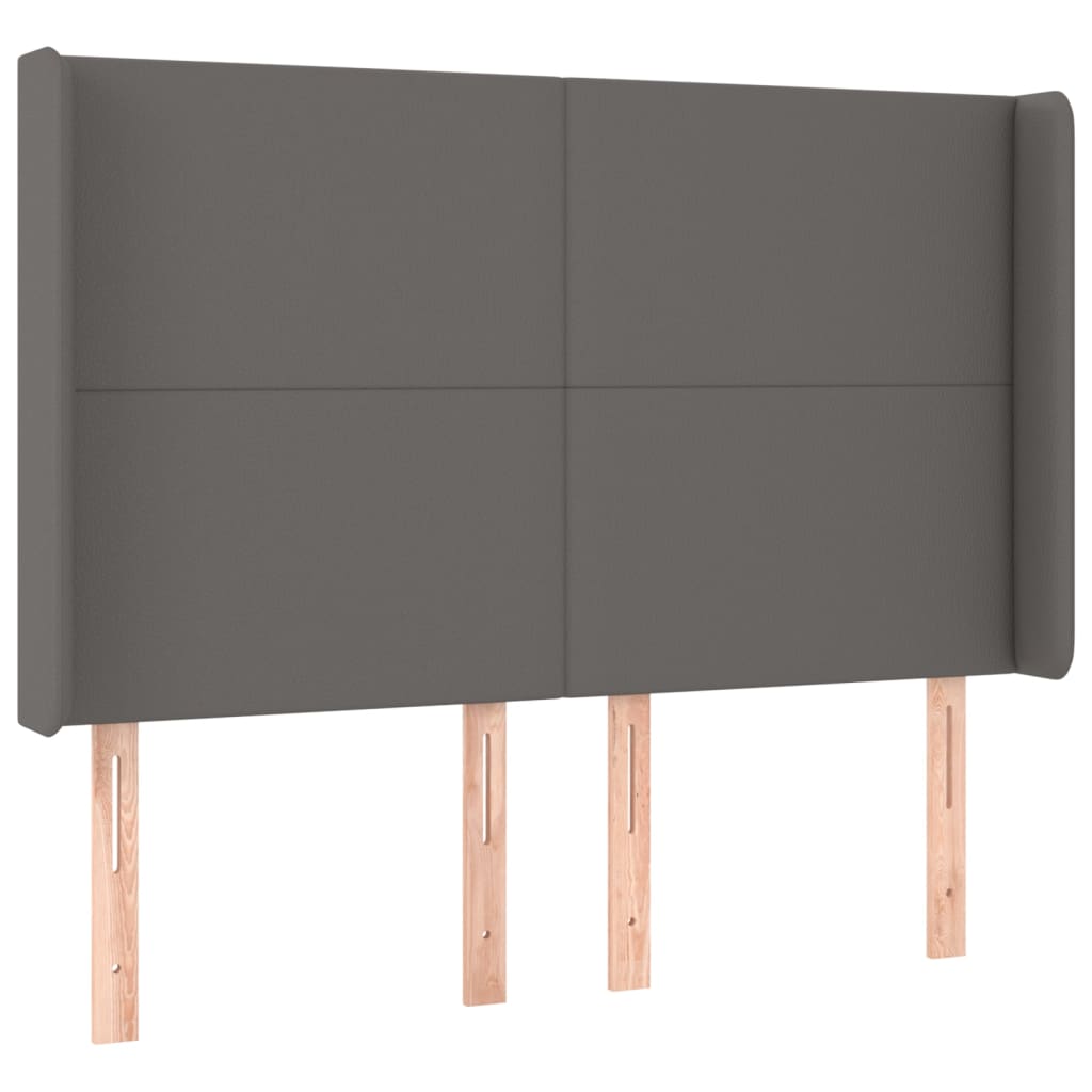 kontinentalseng med LED-lys 140x200 cm kunstlæder grå