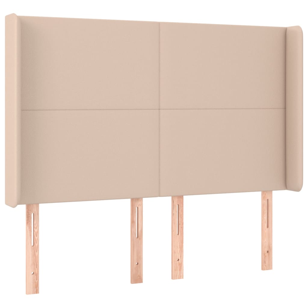 kontinentalseng LED-lys 140x200 cm kunstlæder cappuccinofarvet