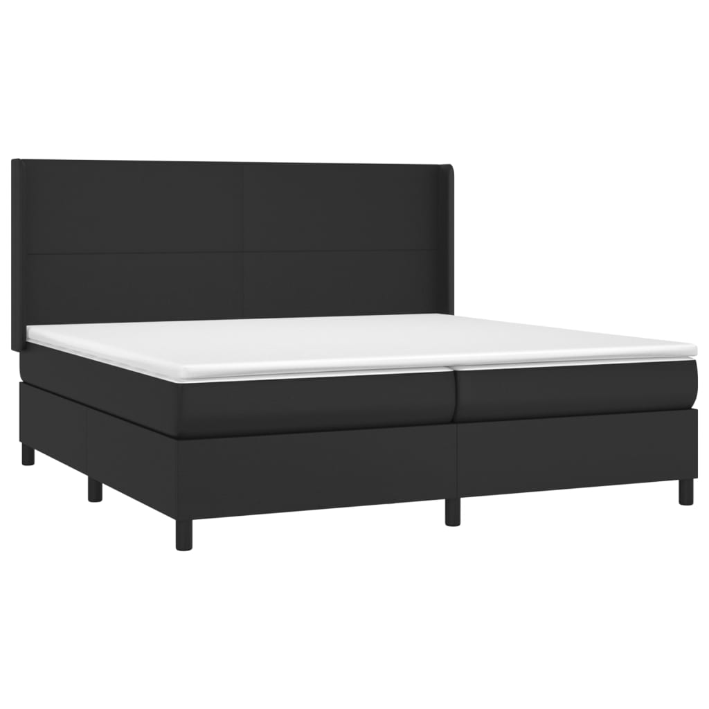 kontinentalseng med LED-lys 200x200 cm kunstlæder sort