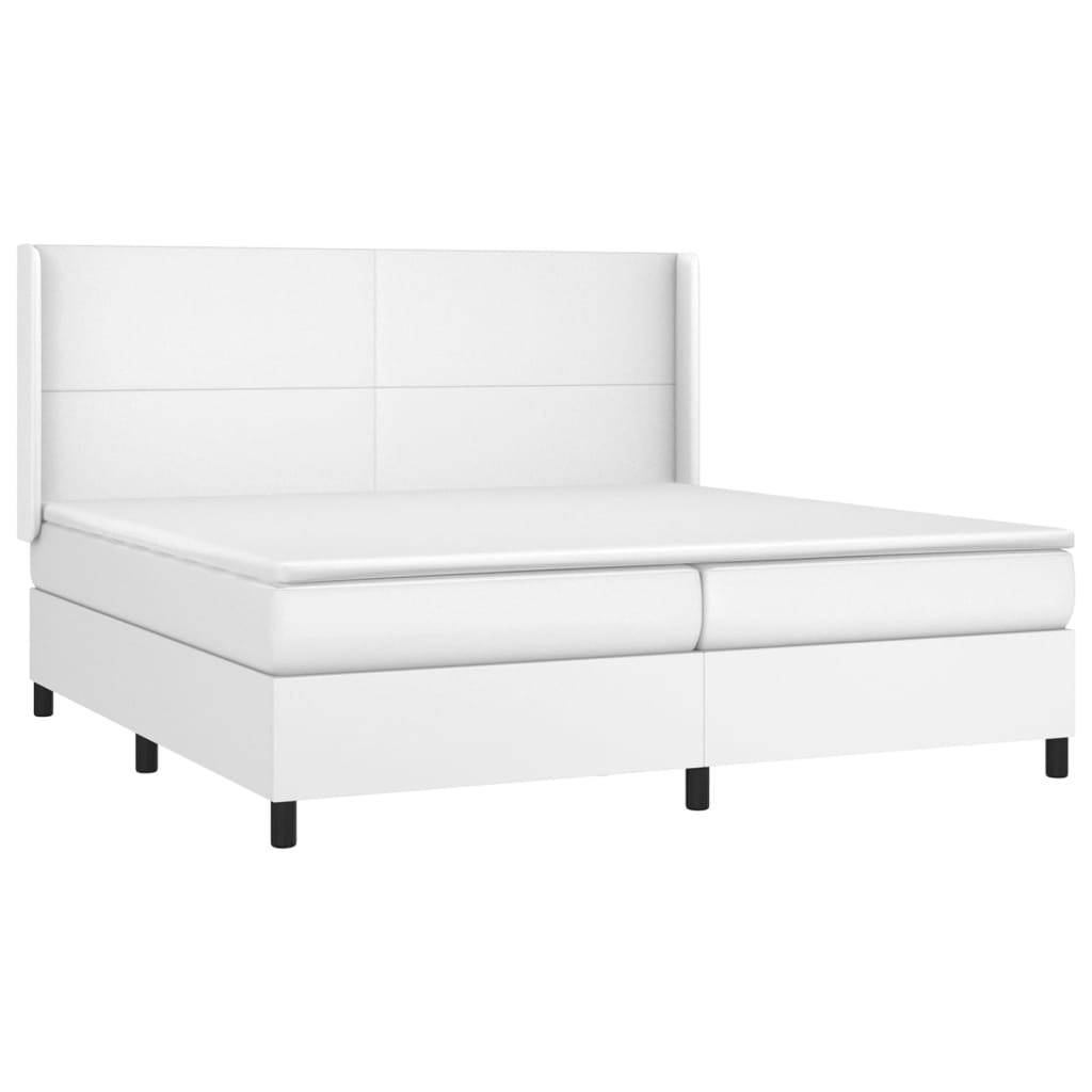 kontinentalseng med LED-lys 200x200 cm kunstlæder hvid