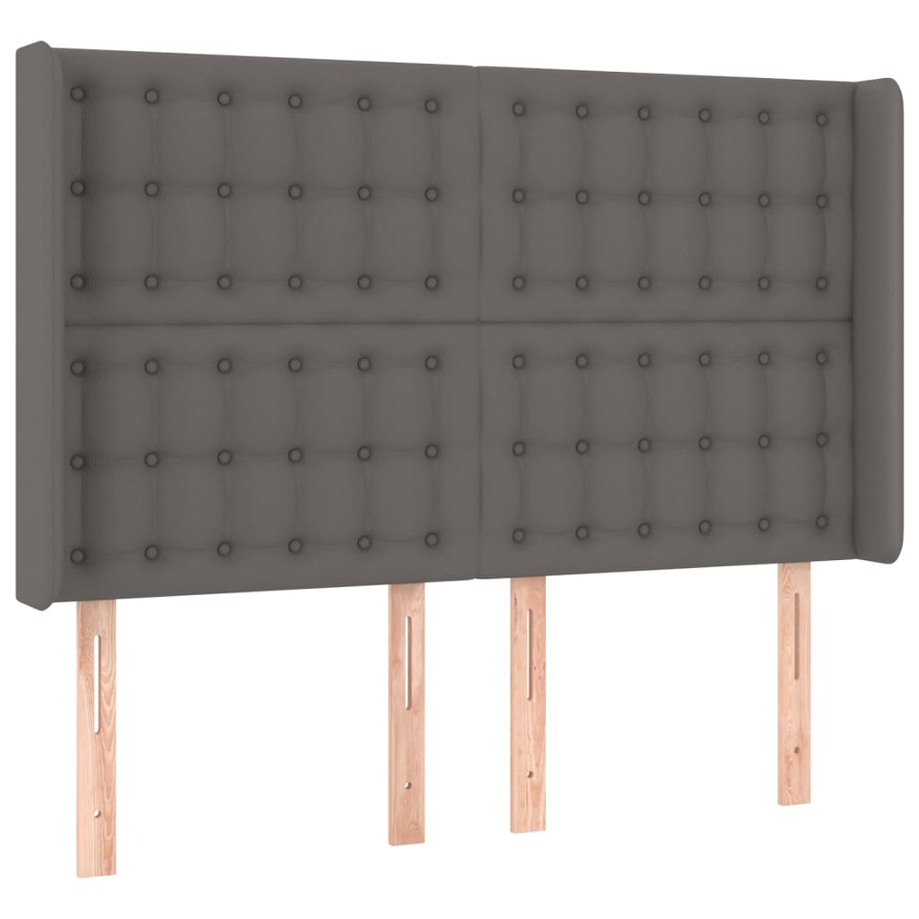 kontinentalseng med LED-lys 140x200 cm kunstlæder grå