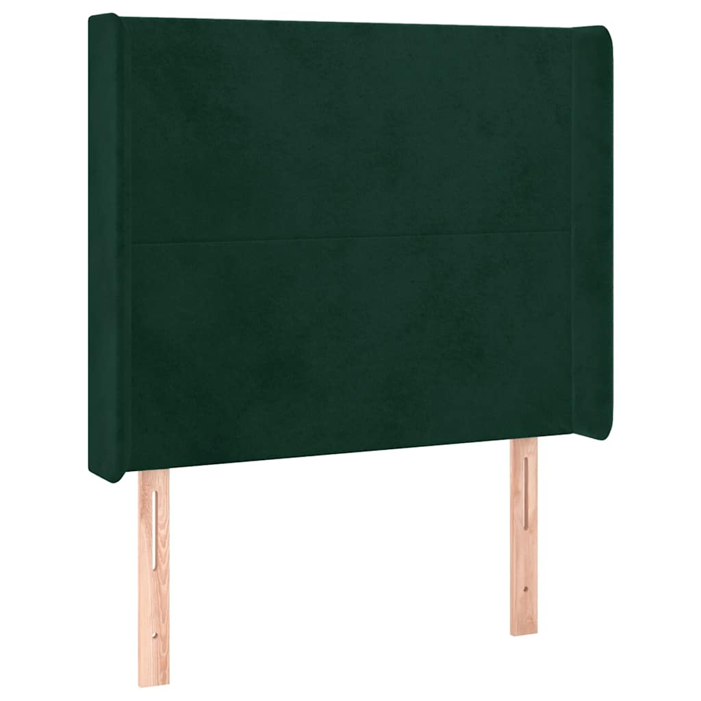 kontinentalseng med LED-lys 80x200 cm velour mørkegrøn
