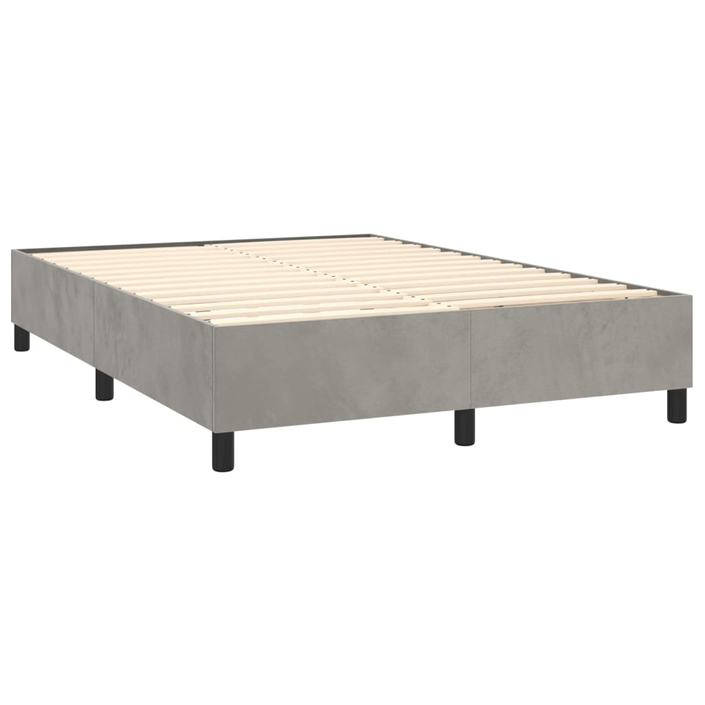 kontinentalseng med LED-lys 140x190 cm velour lysegrå
