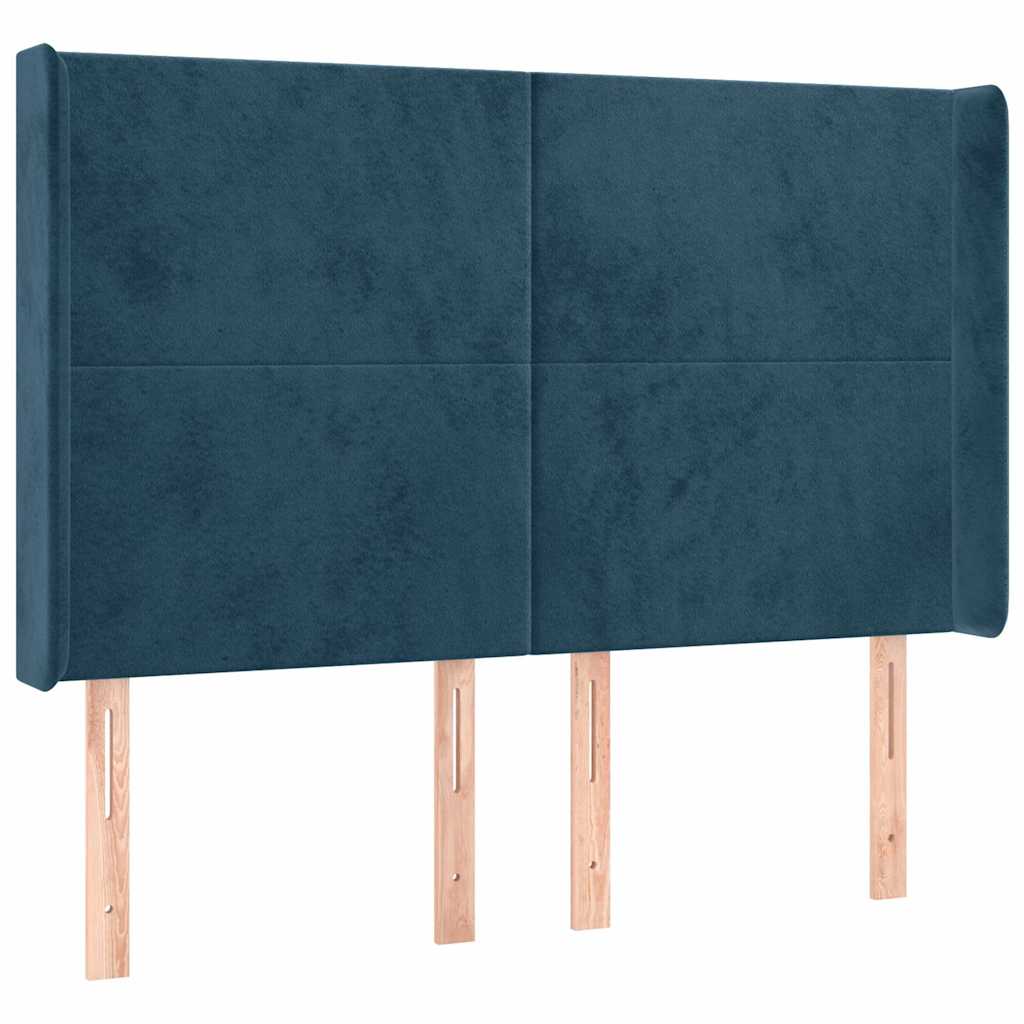 kontinentalseng med LED-lys 140x190 cm fløjl mørkeblå