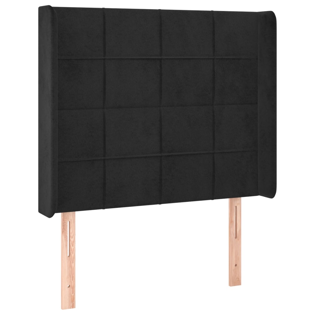 kontinentalseng med LED-lys 90x190 cm fløjl sort