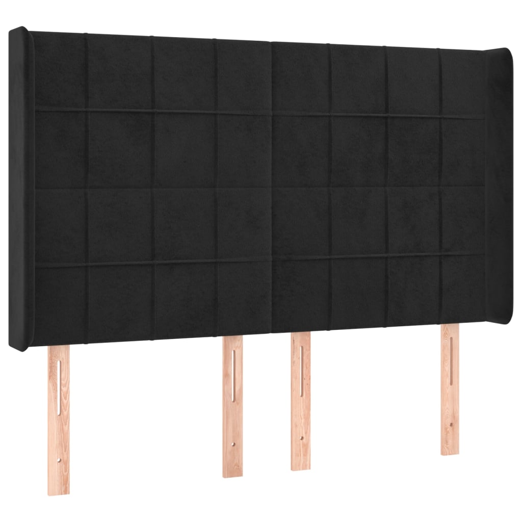 kontinentalseng med LED-lys 140x190 cm fløjl sort