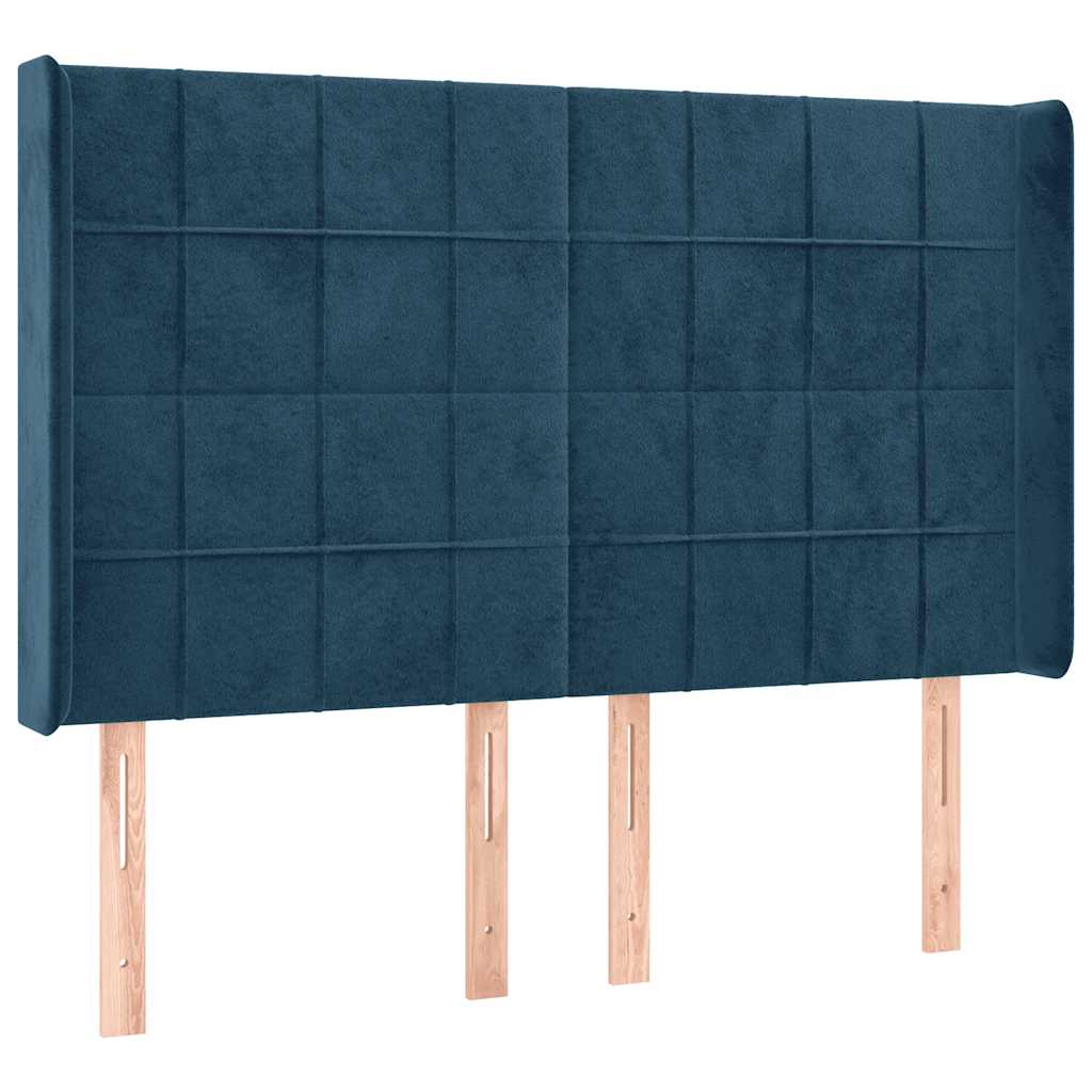 kontinentalseng med LED-lys 140x190 cm fløjl mørkeblå