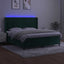 kontinentalseng med LED-lys 180x200 cm fløjl mørkegrøn