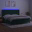kontinentalseng med LED-lys 200x200 cm fløjl mørkegrøn