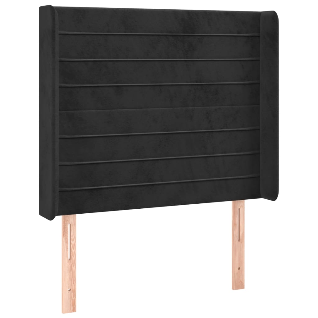 kontinentalseng med LED-lys 80x200 cm velour sort