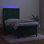 kontinentalseng med LED-lys 90x190 cm fløjl mørkegrøn
