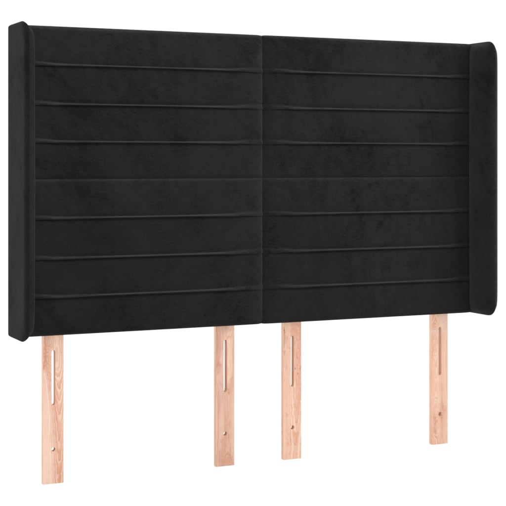 kontinentalseng med LED-lys 140x190 cm fløjl sort