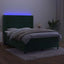 kontinentalseng med LED-lys 140x190 cm fløjl mørkegrøn