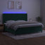 kontinentalseng med LED-lys 200x200 cm fløjl mørkegrøn