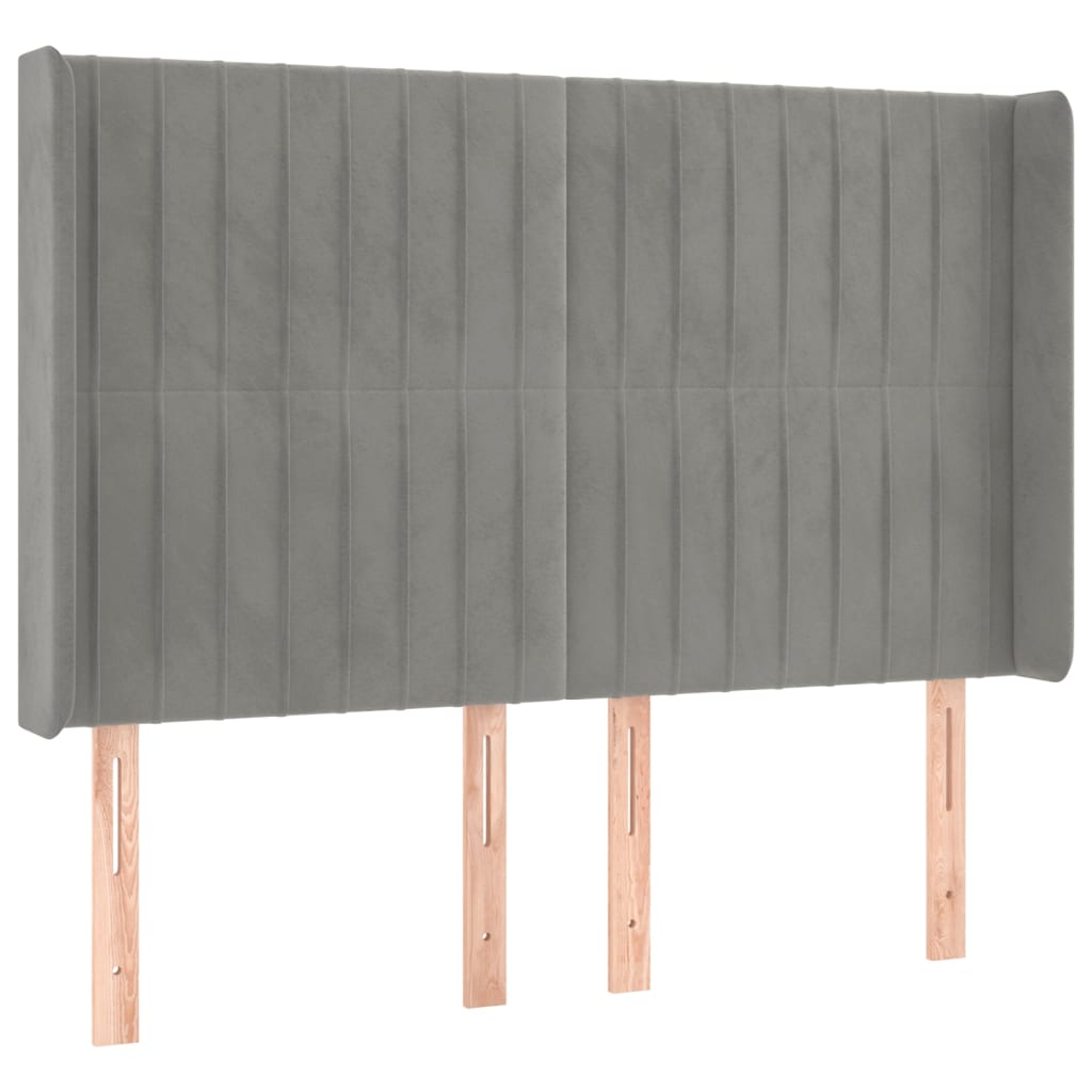 kontinentalseng med LED-lys 140x190 cm velour lysegrå