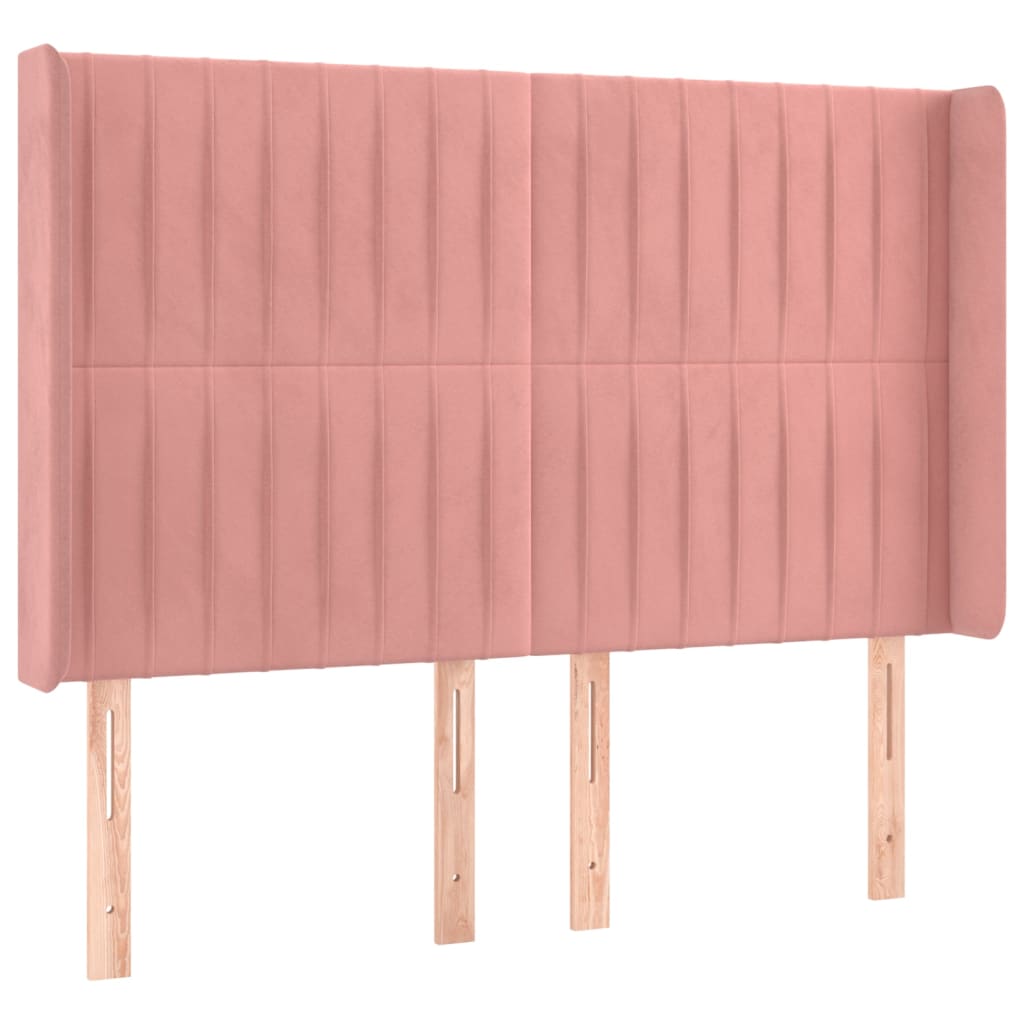 kontinentalseng med LED-lys 140x190 cm fløjl lyserød