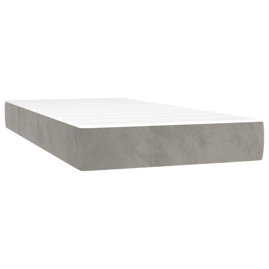 kontinentalseng med LED-lys 80x200 cm velour lysegrå