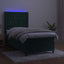 kontinentalseng med LED-lys 80x200 cm velour mørkegrøn