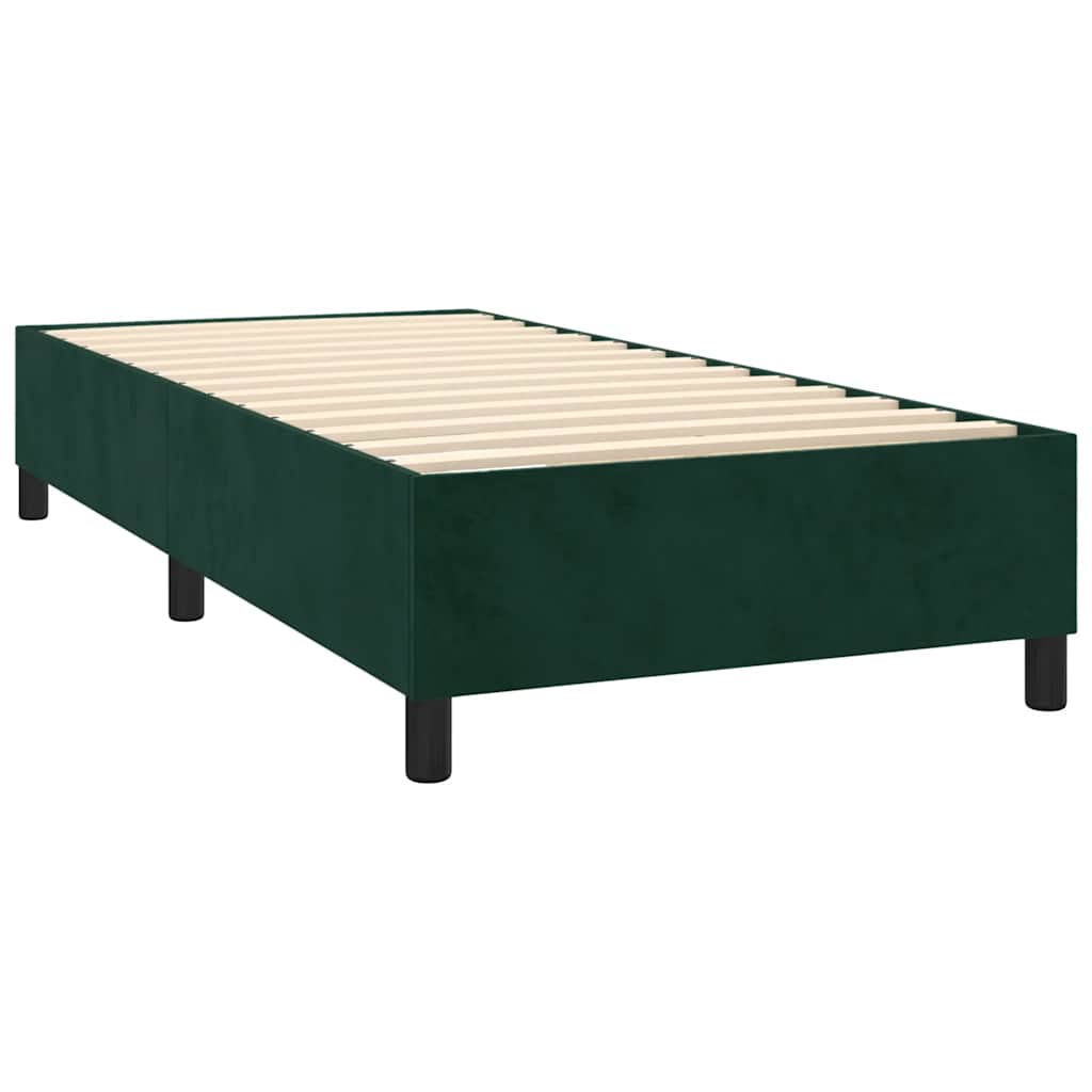 kontinentalseng med LED-lys 80x200 cm velour mørkegrøn