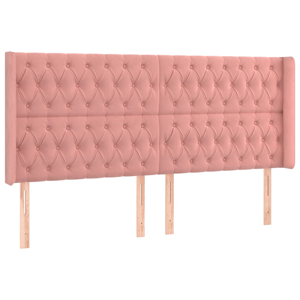 kontinentalseng med LED-lys 200x200 cm fløjl lyserød