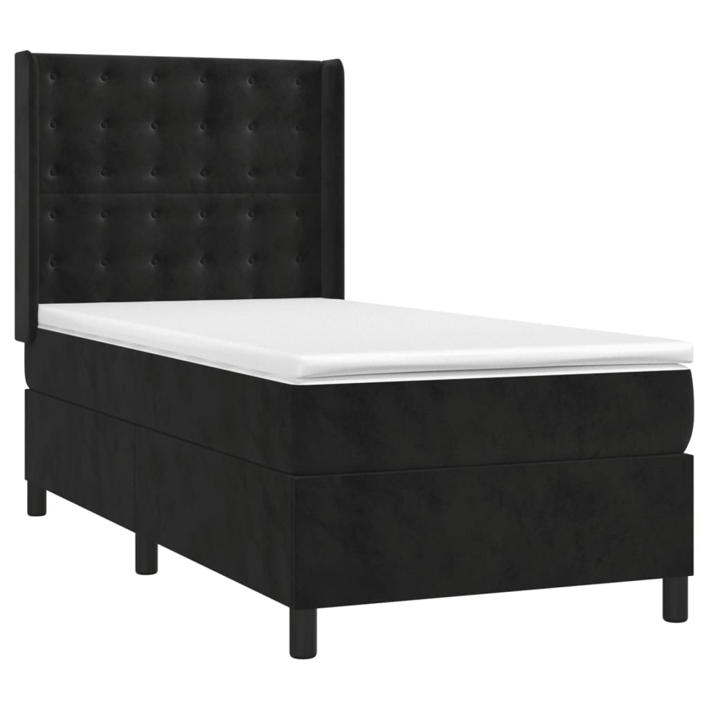kontinentalseng med LED-lys 80x200 cm velour sort