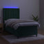 kontinentalseng med LED-lys 100x200 cm fløjl mørkegrøn