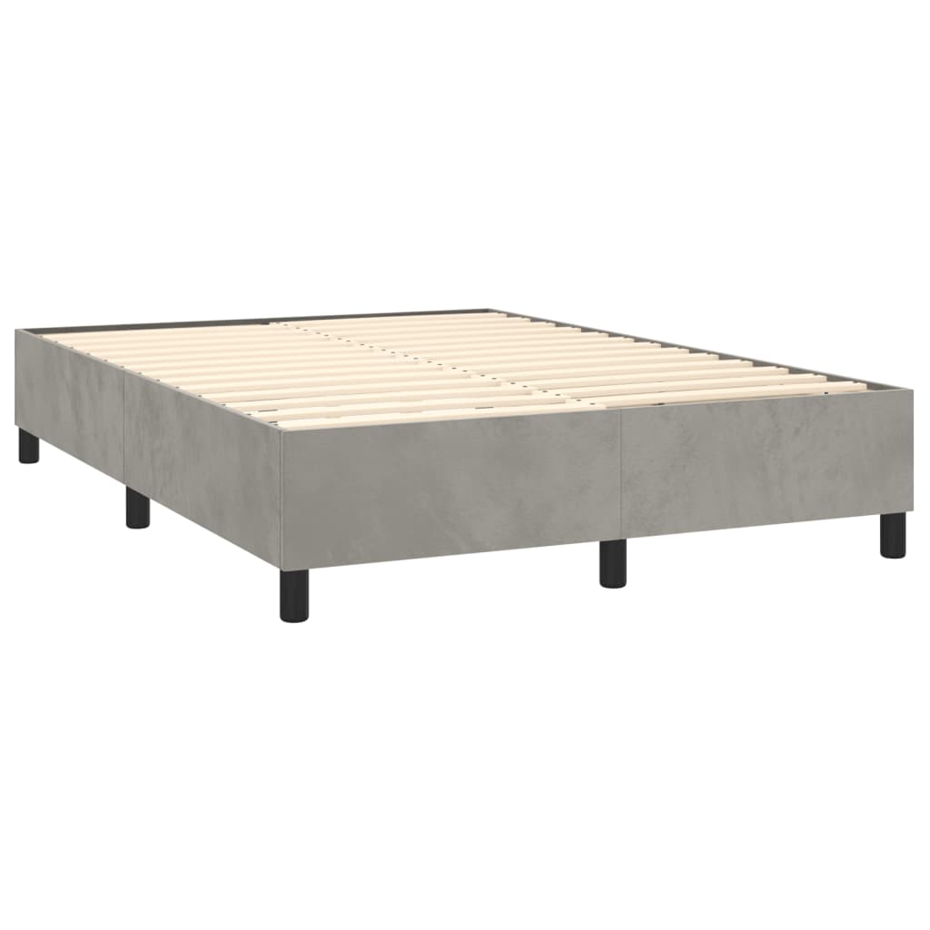 kontinentalseng med LED-lys 140x190 cm velour lysegrå