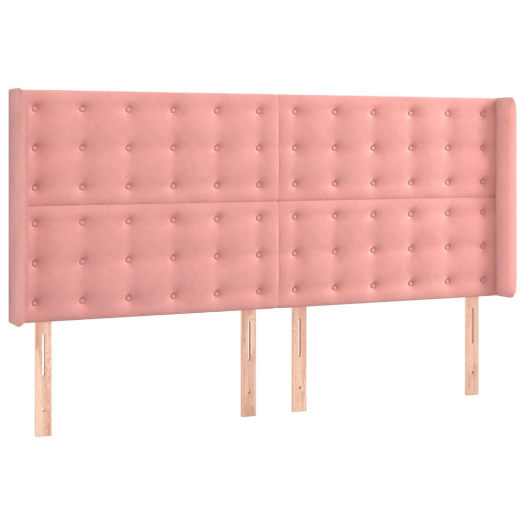kontinentalseng med LED-lys 160x200 cm fløjl lyserød