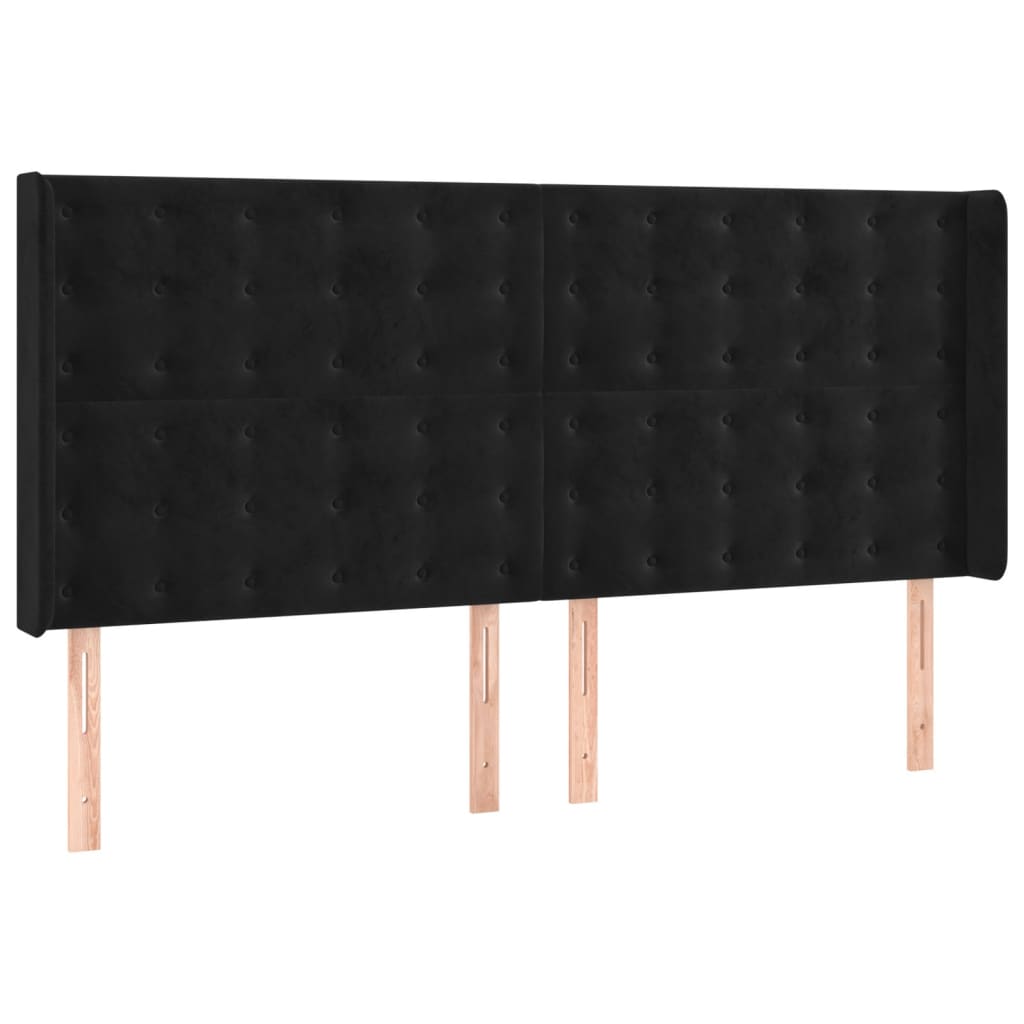 kontinentalseng med LED-lys 200x200 cm fløjl sort
