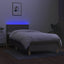 kontinentalseng med LED-lys 80x200 cm stof gråbrun