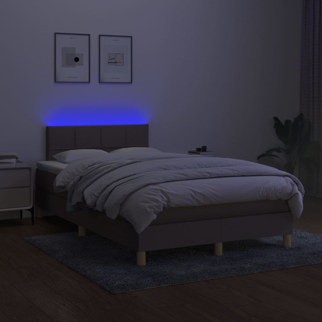 kontinentalseng med LED-lys 120x200 cm stof gråbrun