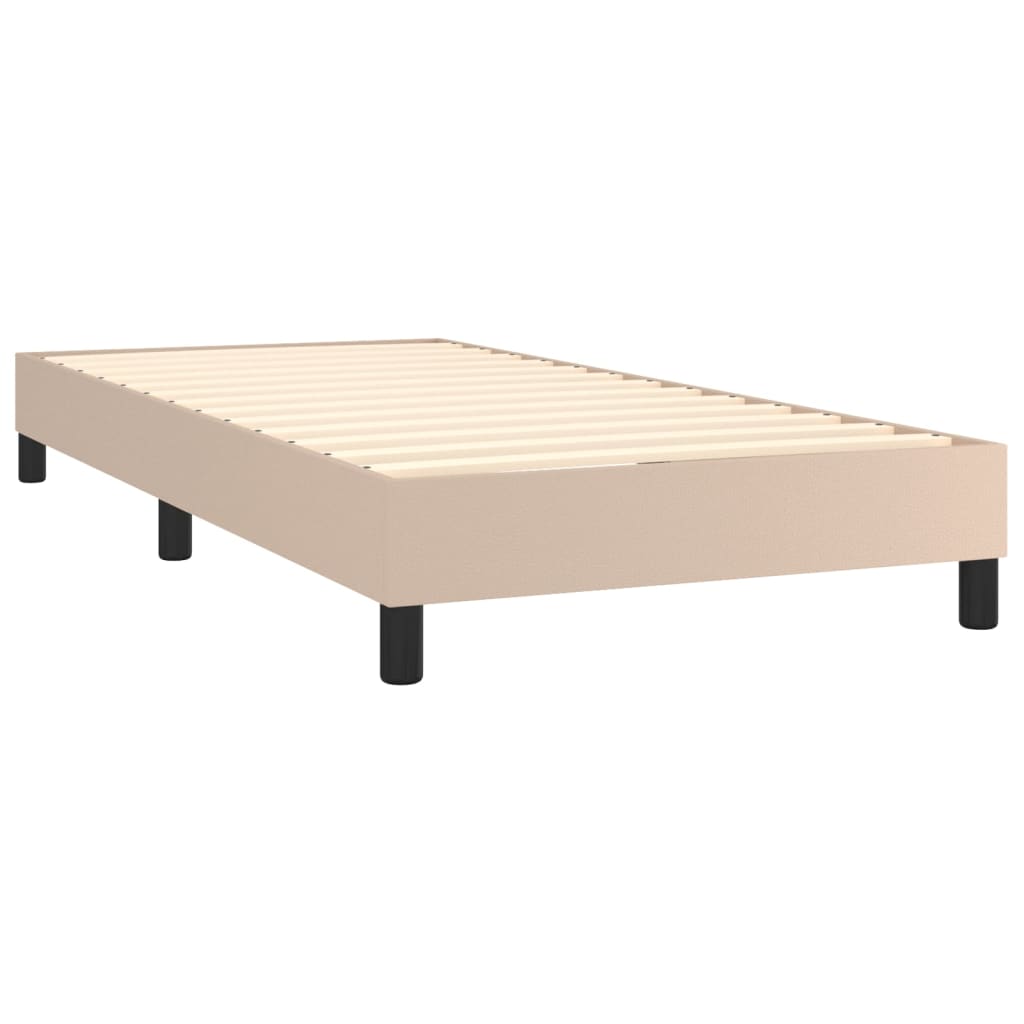 kontinentalseng LED-lys 100x200 cm kunstlæder cappuccinofarvet