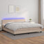 kontinentalseng LED-lys 200x200 cm kunstlæder cappuccinofarvet